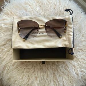 Louis Vuitton Lily Brown/Gold Rimless Sun Glasses